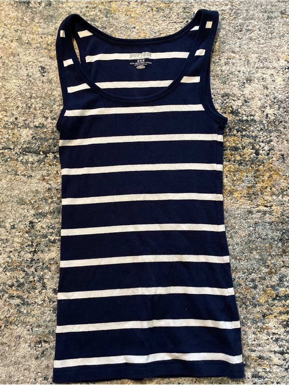 Old Navy Navy and White Striped Fitted Tank